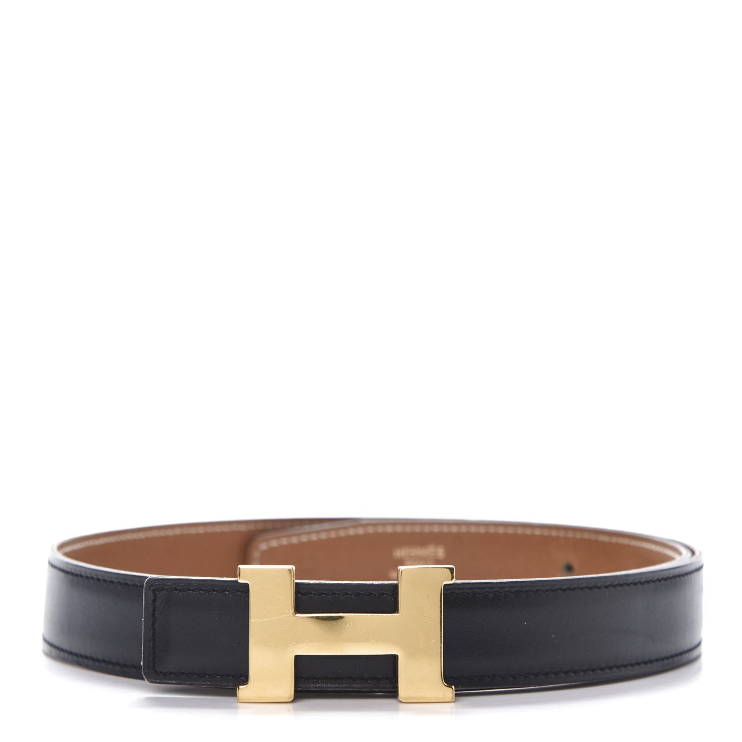 Box Courchevel 24mm Constance H Belt 70 Black Gold