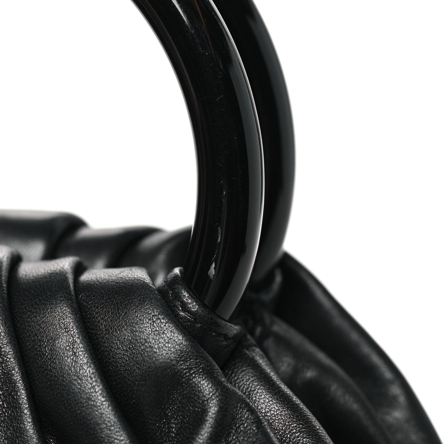 Lambskin Camelia Round Handle Mini Bag Black