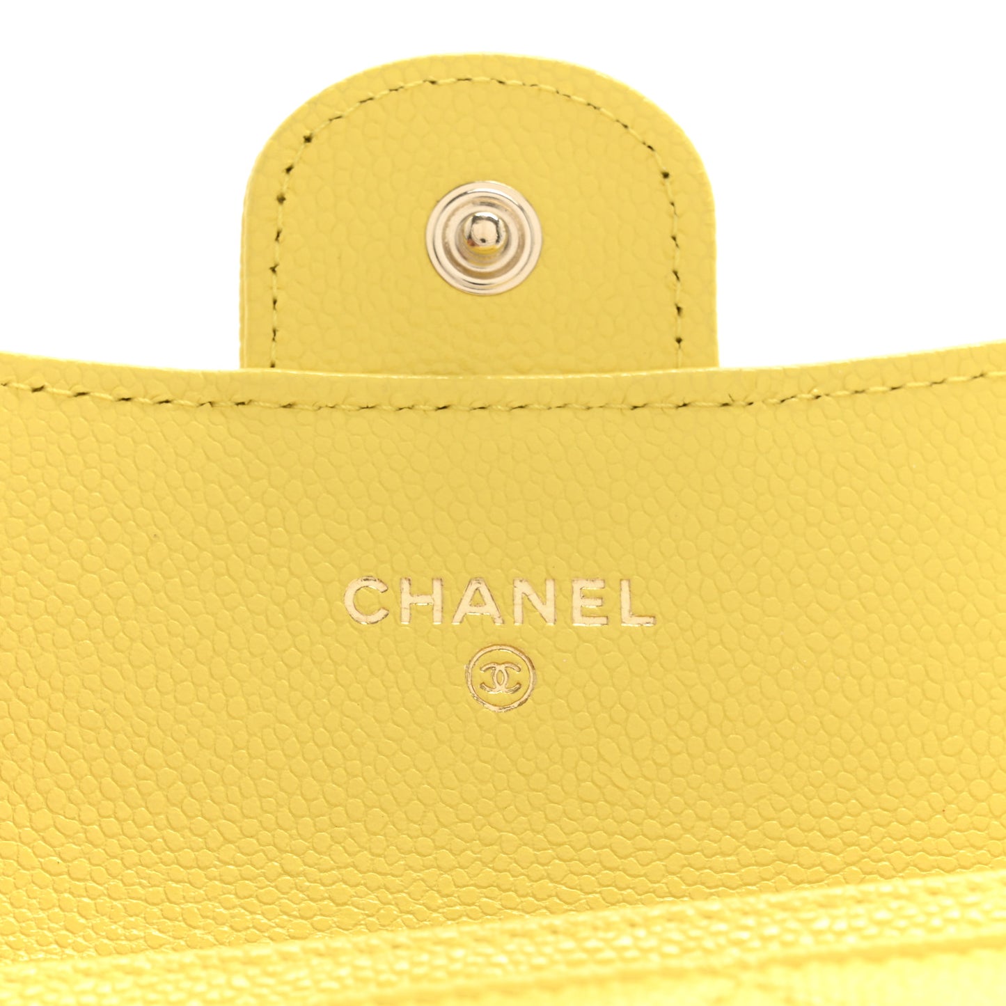 Caviar Quilted Flap Card Holder Wallet Yellow