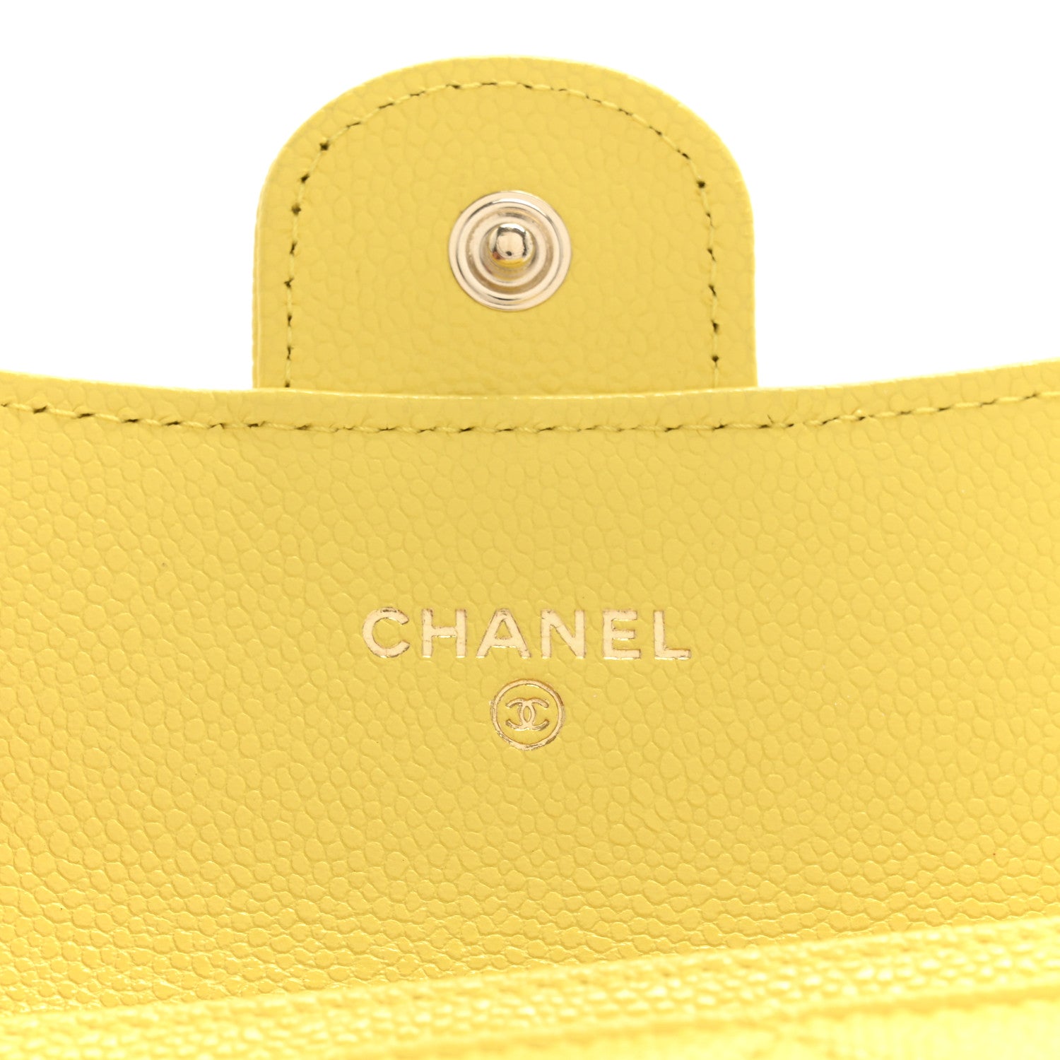 Chanel Caviar Quilted Flap Card Holder Wallet Yellow 6 of 8