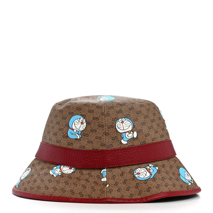 Gucci X DORAEMON Mini Vintage GG Supreme Monogram Textured Dollar Calfskin Bucket Hat L Beige Cherry Red 5 of 10