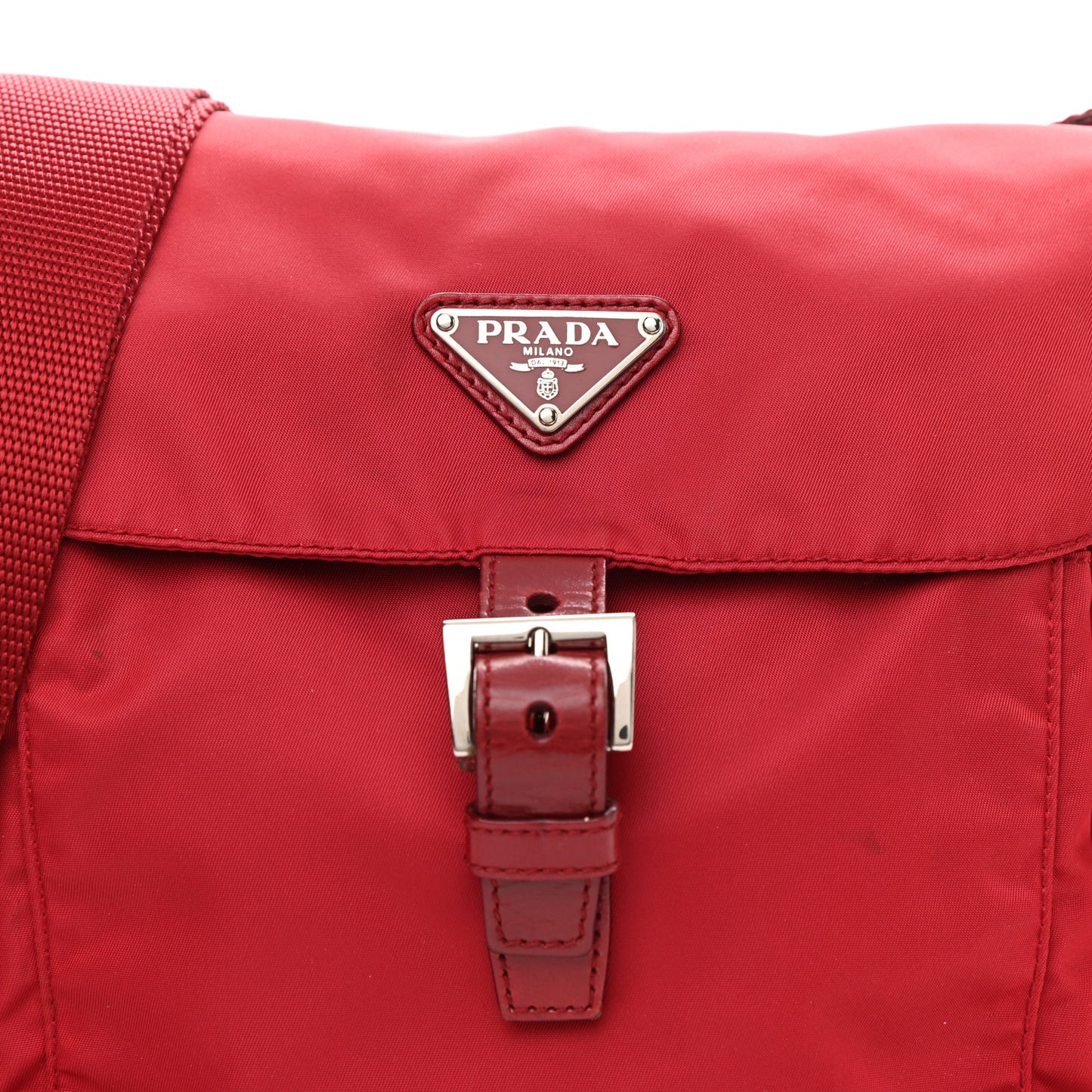 Tessuto Nylon Saffiano Messenger Bag Red