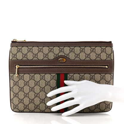 Gucci GG Supreme Monogram Large Ophidia Pouch Clutch Brown 3 of 8