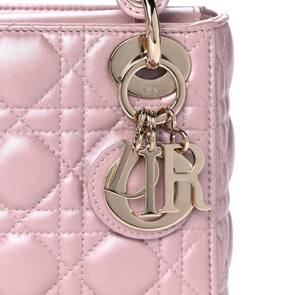 Christian Dior Metallic Lambskin Cannage Mini Lady Dior Lotus 8 of 15