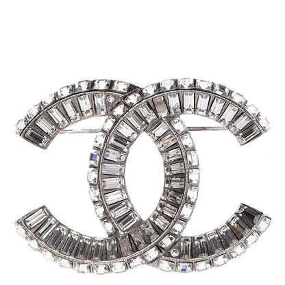 Chanel Baguette Crystal CC Brooch Silver 1 of 5