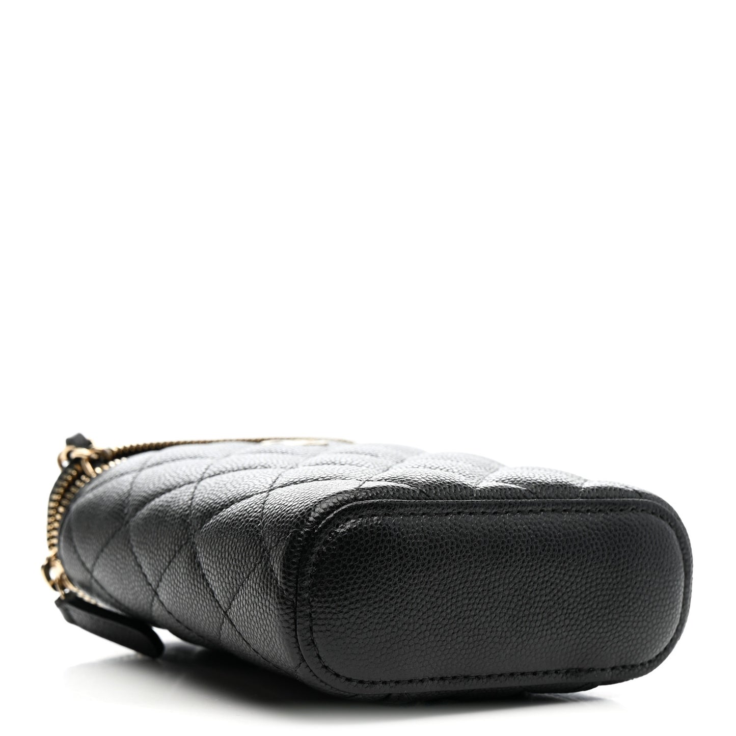 Caviar Quilted Small Vertical Coco Beauty Vanity Case With Chain Black