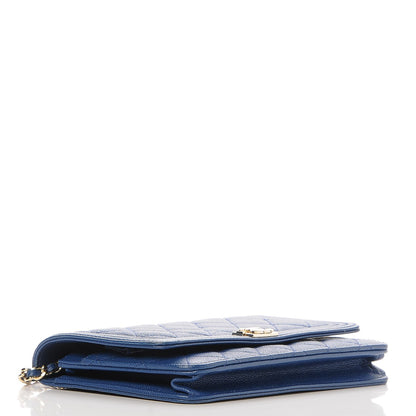 Chanel Caviar Quilted Boy Wallet On Chain WOC Dark Blue 4 of 9