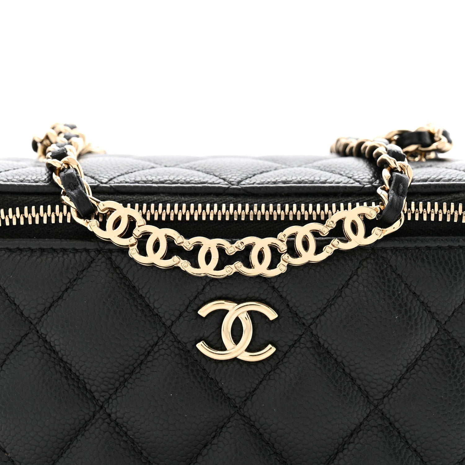 Chanel Caviar Quilted Small Tiny CC Vanity Case With Chain Black 8 of 12