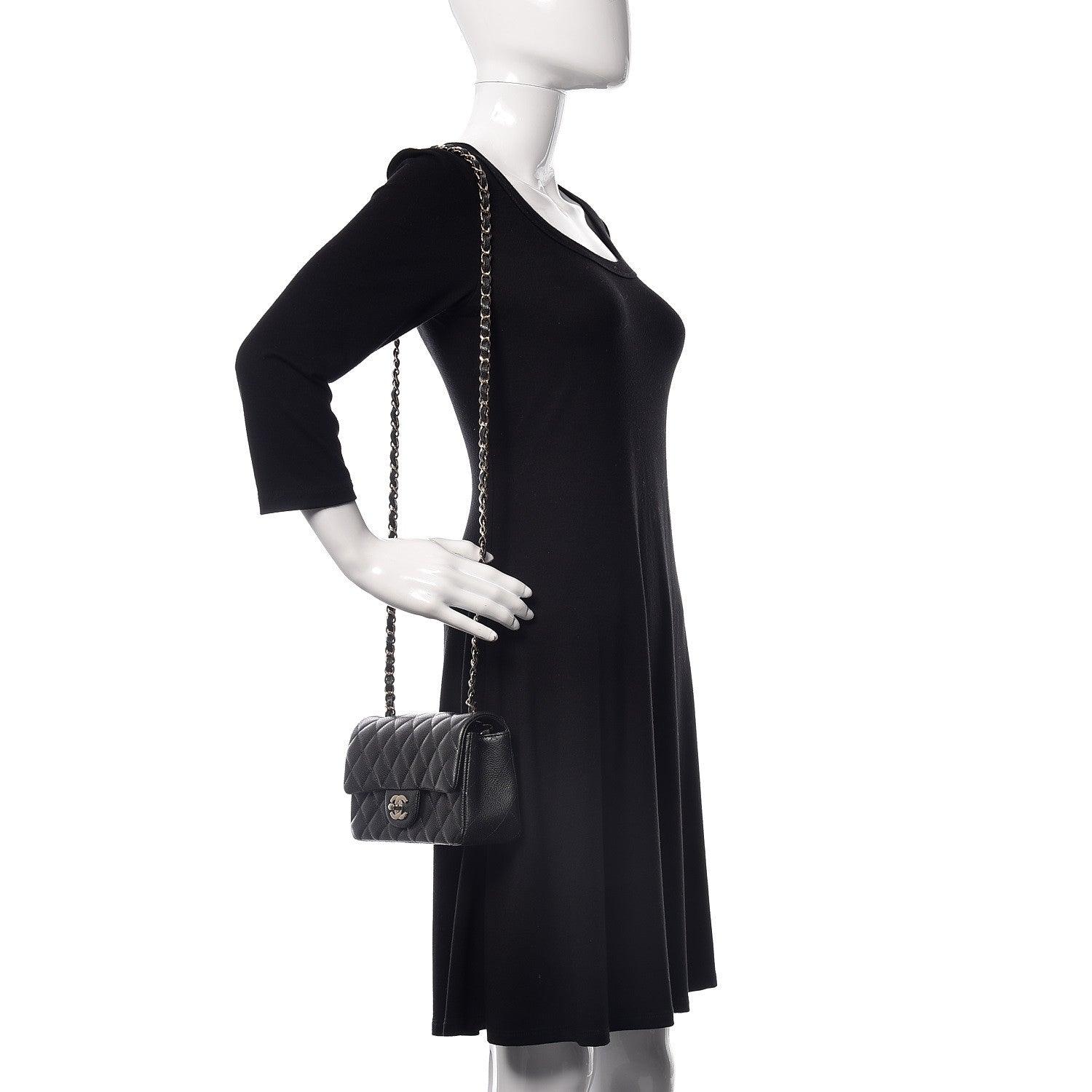Chanel Caviar Quilted Mini Rectangular Flap Dark Grey 2 of 10