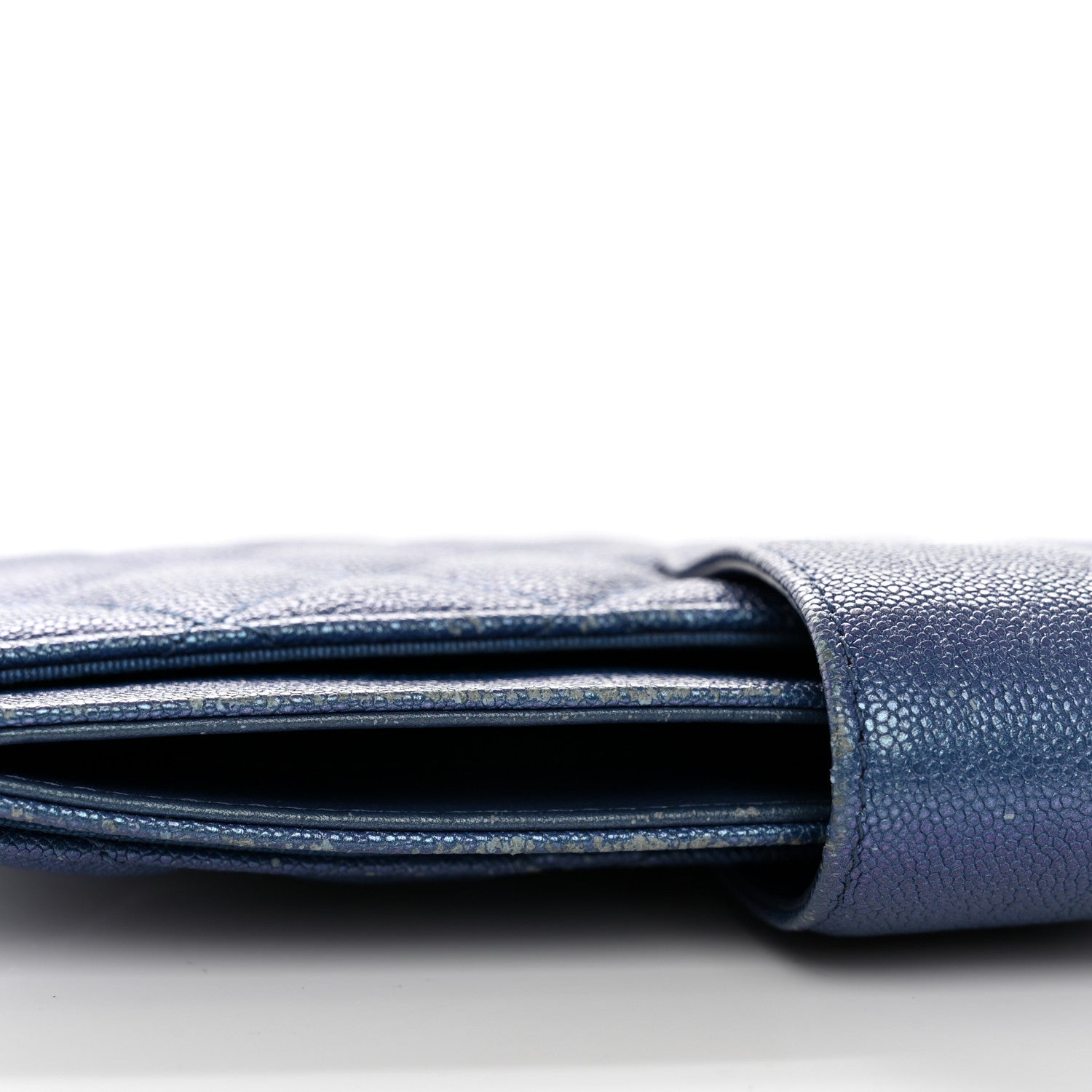 Chanel Iridescent Caviar Quilted Classic Strap Pouch Dark Blue 13 of 16