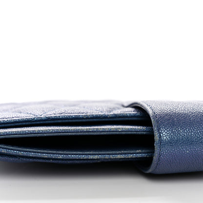 Chanel Iridescent Caviar Quilted Classic Strap Pouch Dark Blue 13 of 16