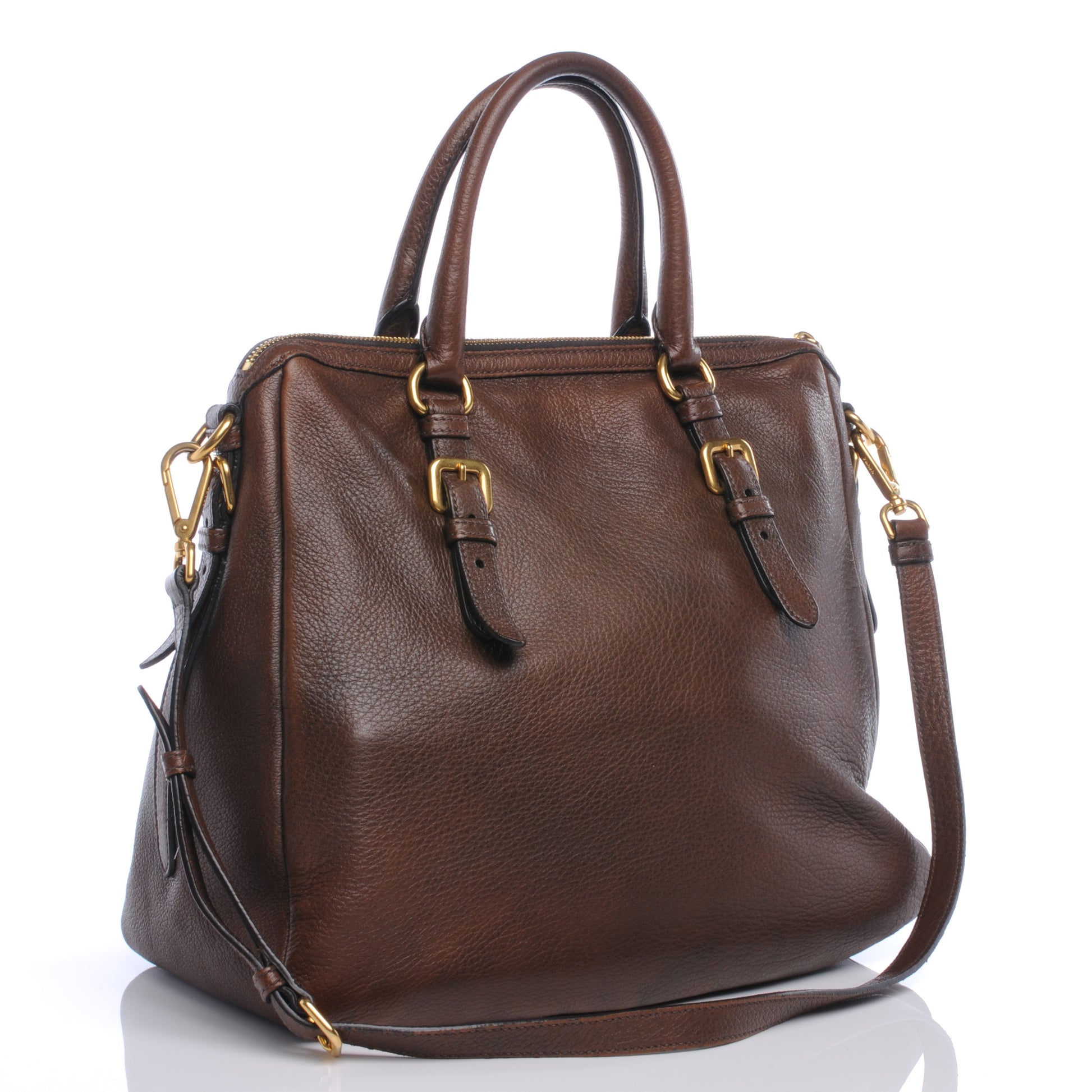 Prada Vitello Daino Bauletto Brown 3 of 9