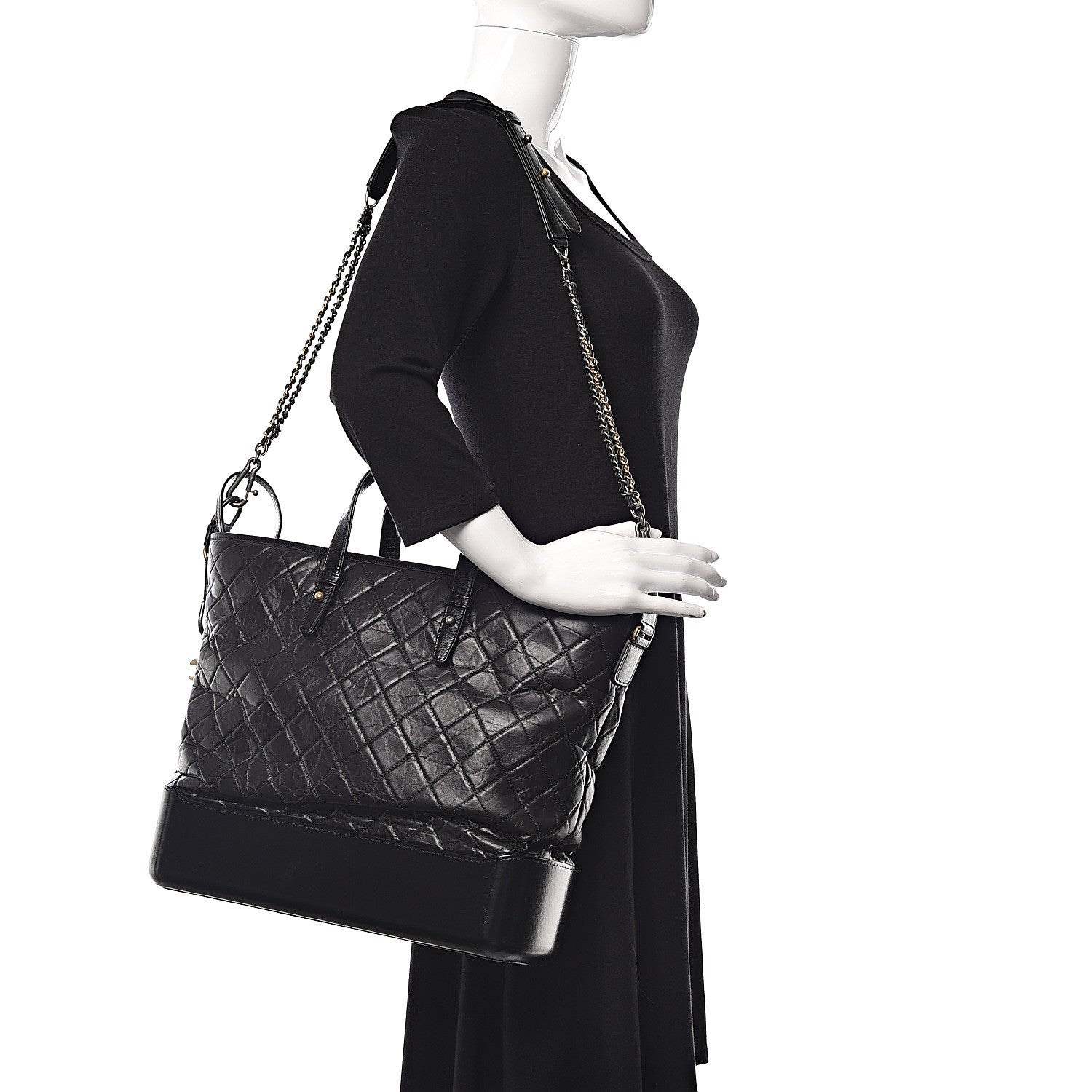 Chanel Calfskin Quilted Large Gabrielle Shopping Tote Black 2 of 13