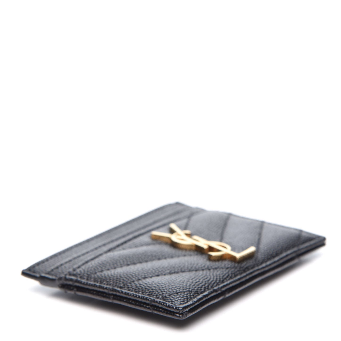 Grain De Poudre Matelasse Chevron Monogram Credit Card Case Black