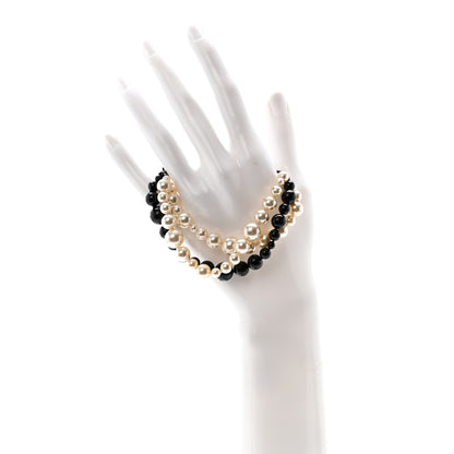 Chanel Pearl Bead CC Bracelet White Black 2 of 4