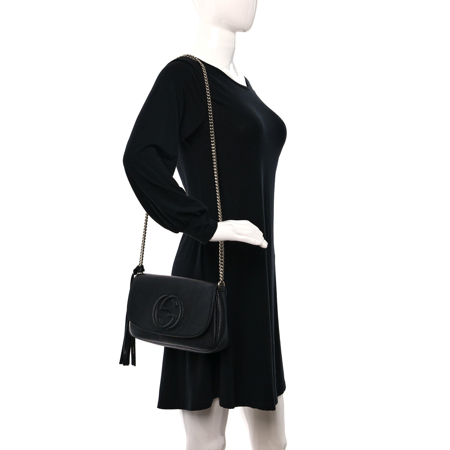 Gucci Pebbled Calfskin Medium Soho Flap Crossbody Black 2 of 10