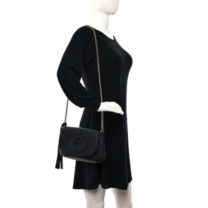 Gucci Pebbled Calfskin Medium Soho Flap Crossbody Black 2 of 10