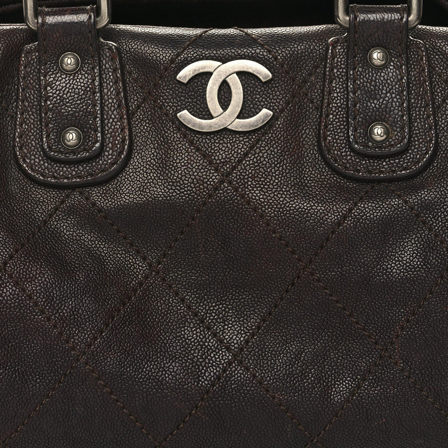 Chanel Caviar Quilted Bowler Tote Brown 8 of 15
