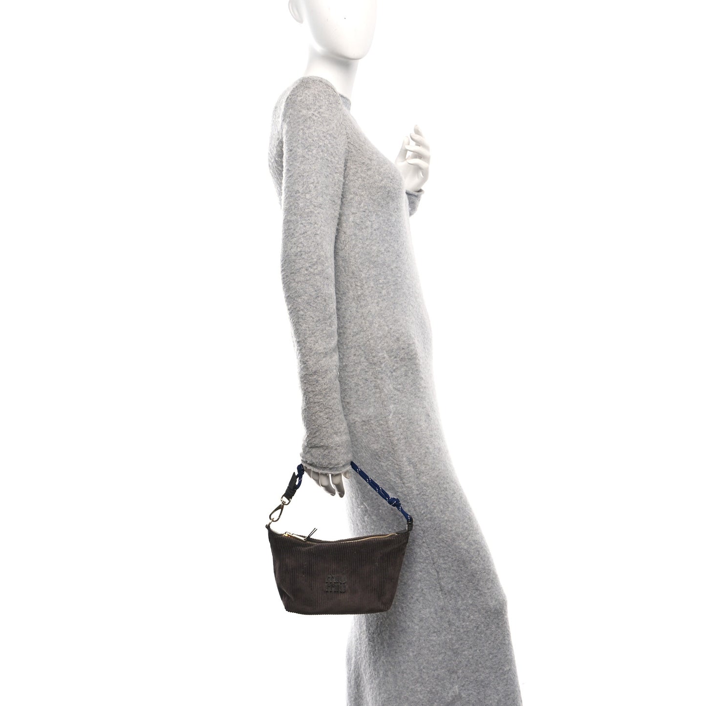 Corduroy Pouch Bag Ebony Baltic Blue