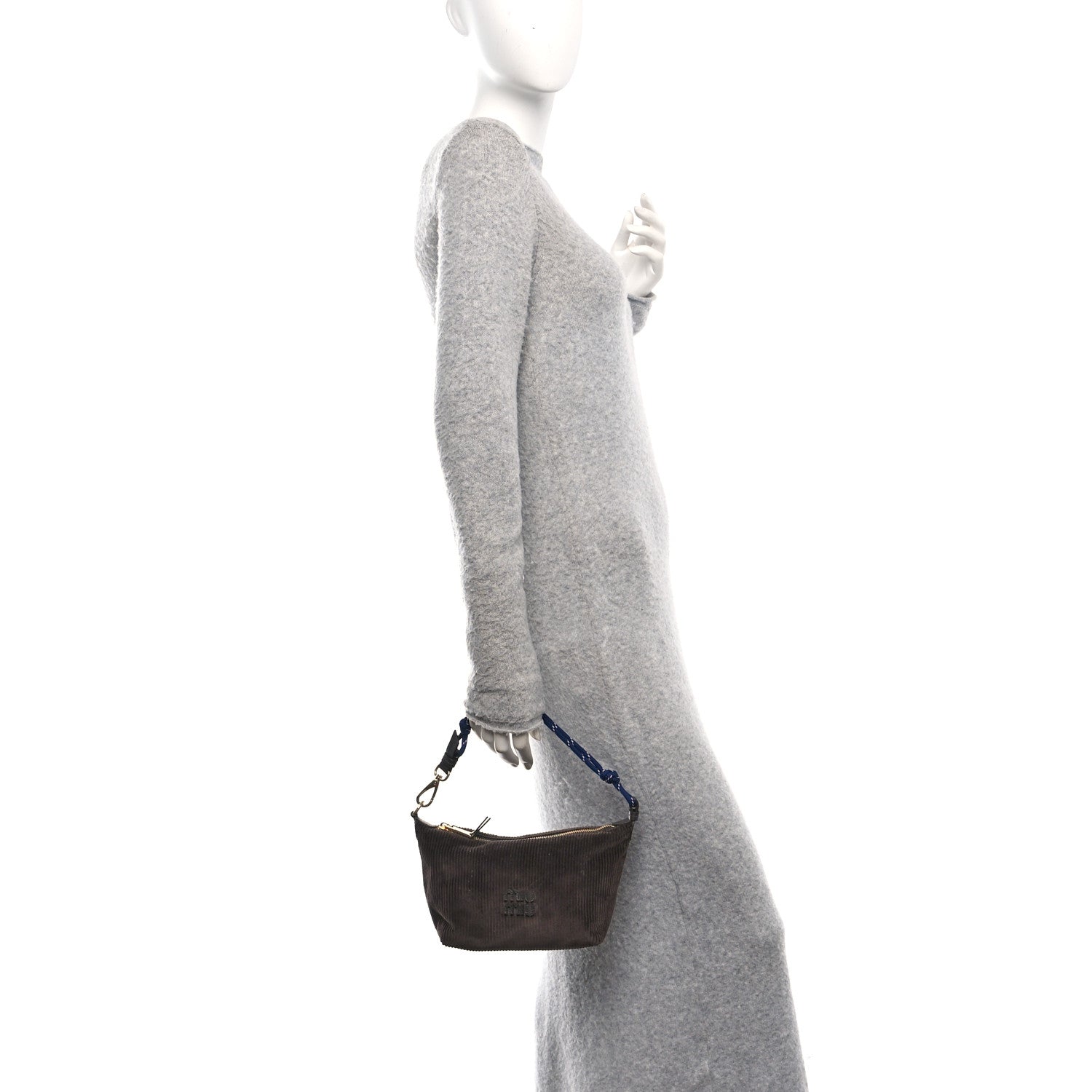 Miu Miu Corduroy Pouch Bag Ebony Baltic Blue 2 of 10