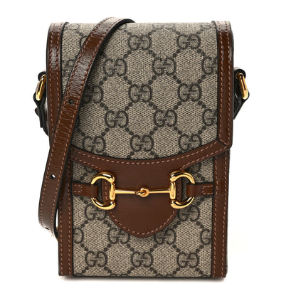 Gucci GG Supreme Monogram Mini Horsebit 1955 Crossbody Bag Beige Brown Sugar 1 of 10