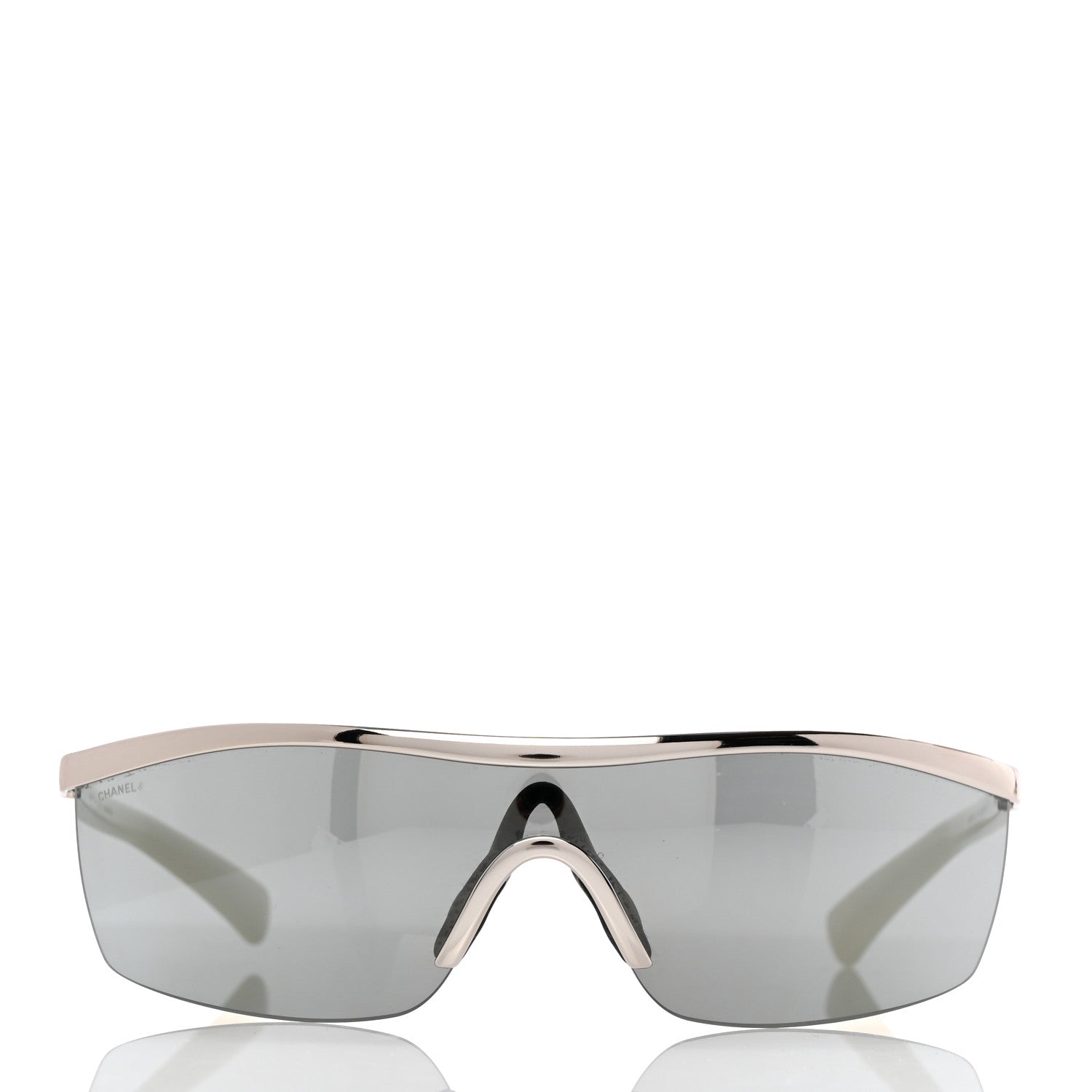 Chanel Acetate Shield Sunglasses 71474 Silver White 2 of 8