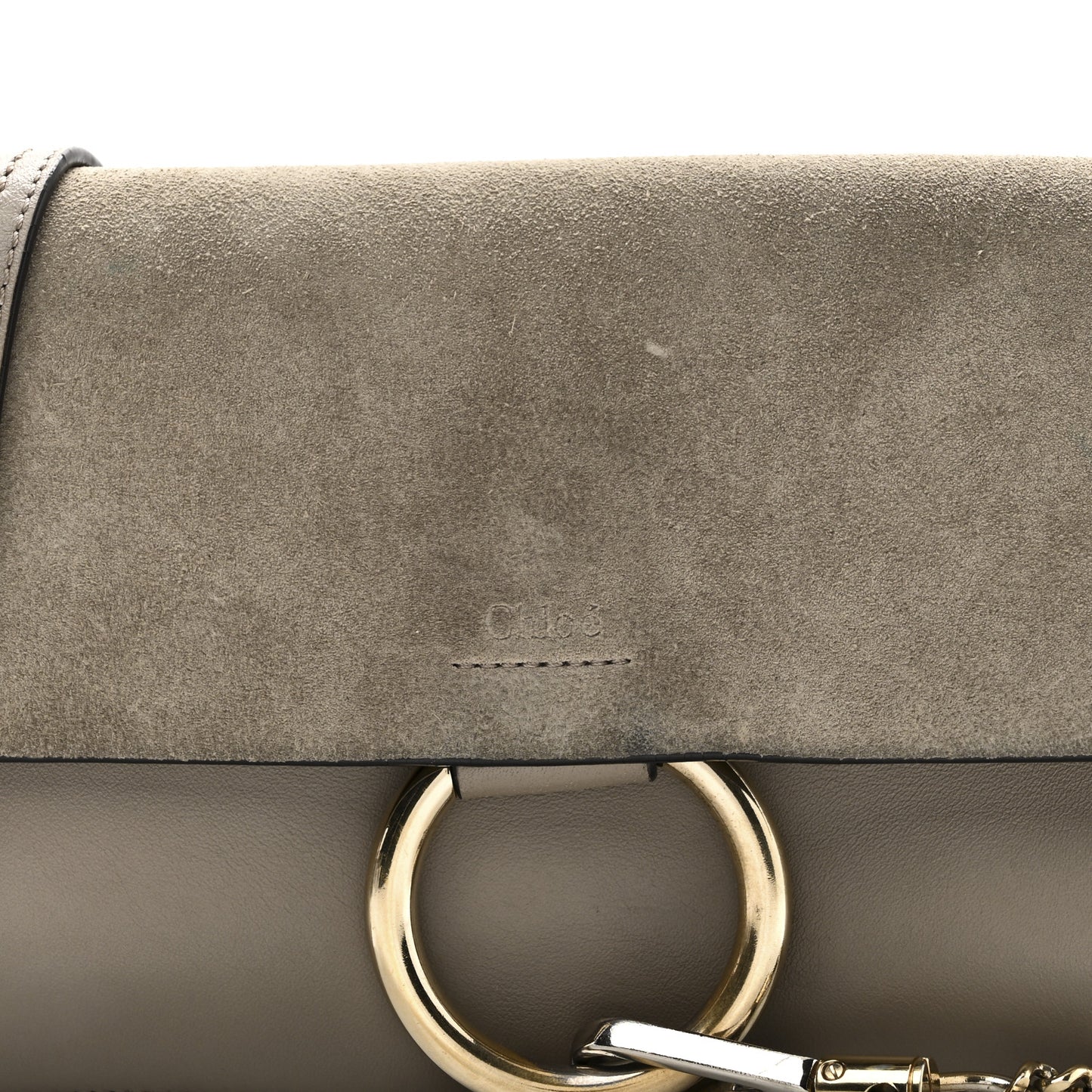 Suede Calfskin Small Faye Shoulder Bag Motty Grey