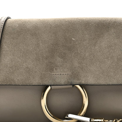 Chloe Suede Calfskin Small Faye Shoulder Bag Motty Grey 8 of 10