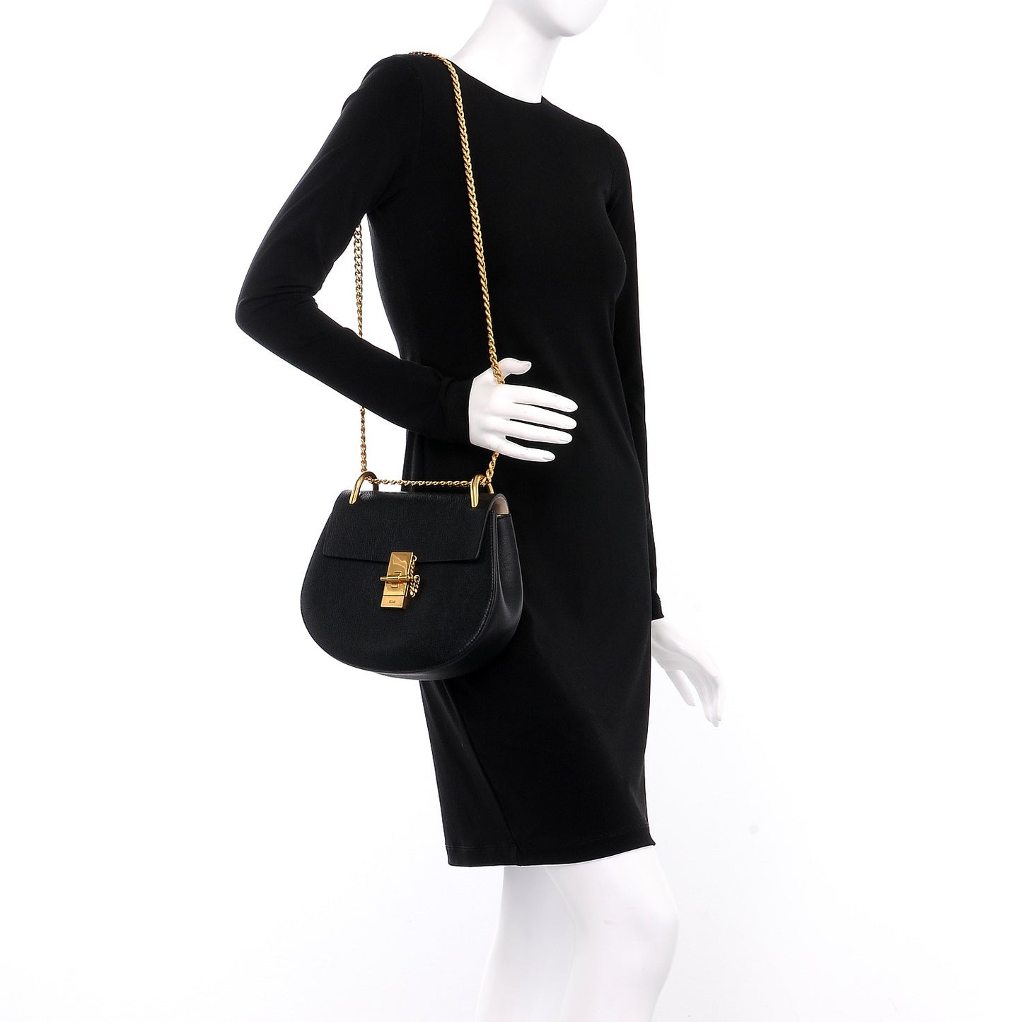 Grained Lambskin Drew Shoulder Bag Black