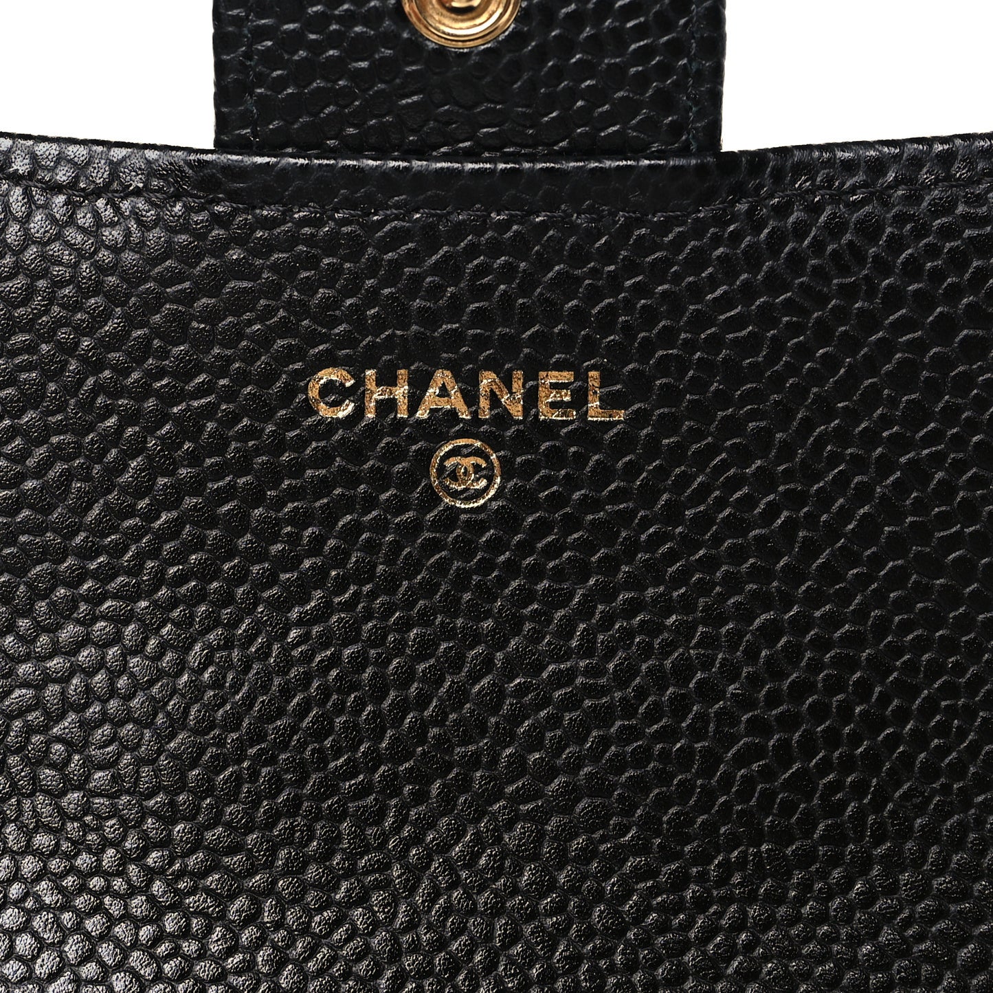 Caviar Quilted Large Gusset Flap Wallet Black