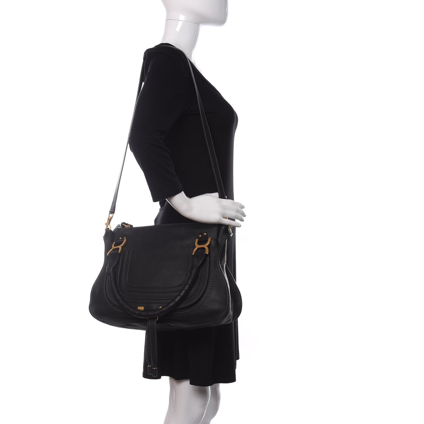 Calfskin Medium Marcie Satchel Black