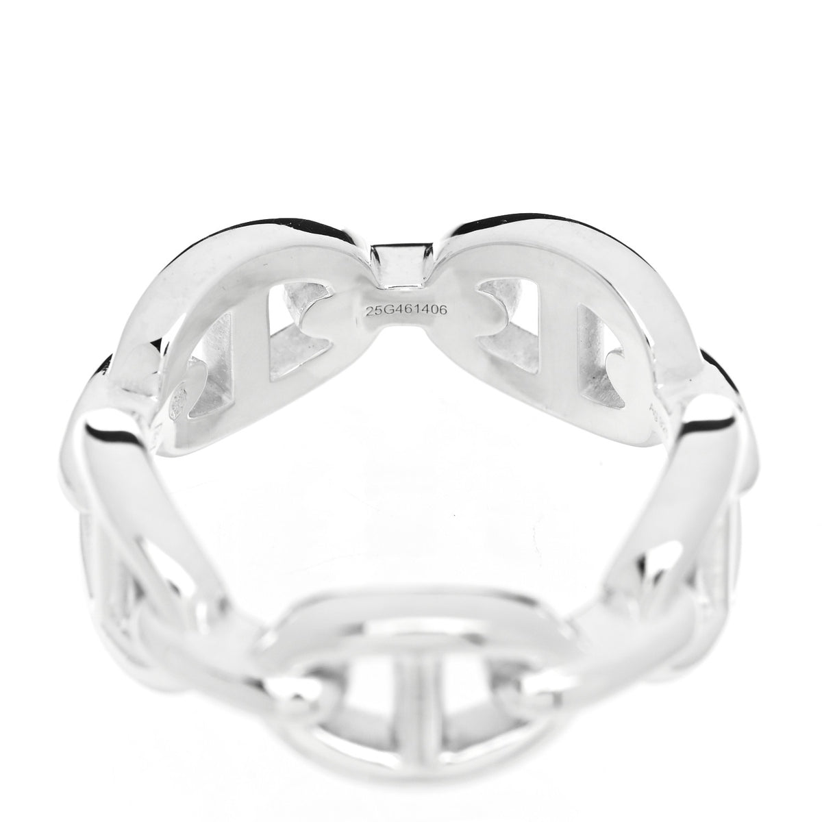 Hermes Sterling Silver PM Chaine d'Ancre Enchainee Band Ring 52 6 7 of 9