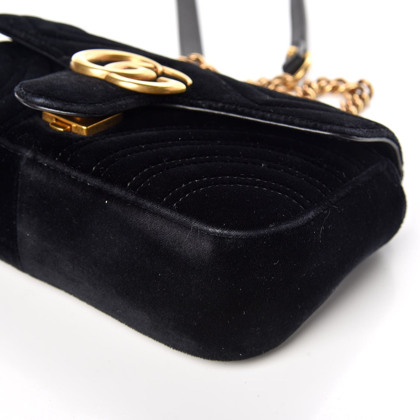 Velvet Matelasse Mini GG Marmont Shoulder Bag Black