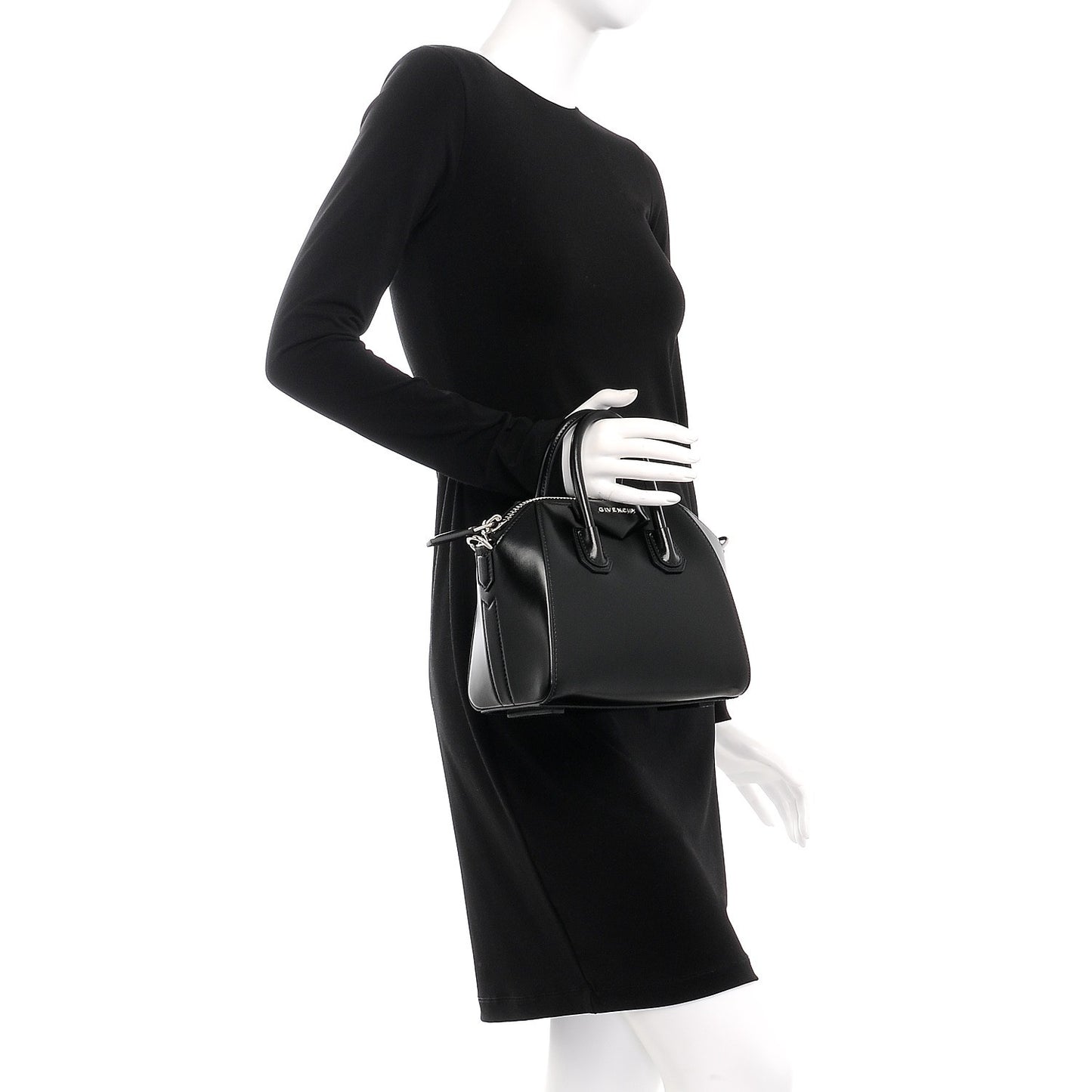 Shiny Lord Calfskin Mini Antigona Black