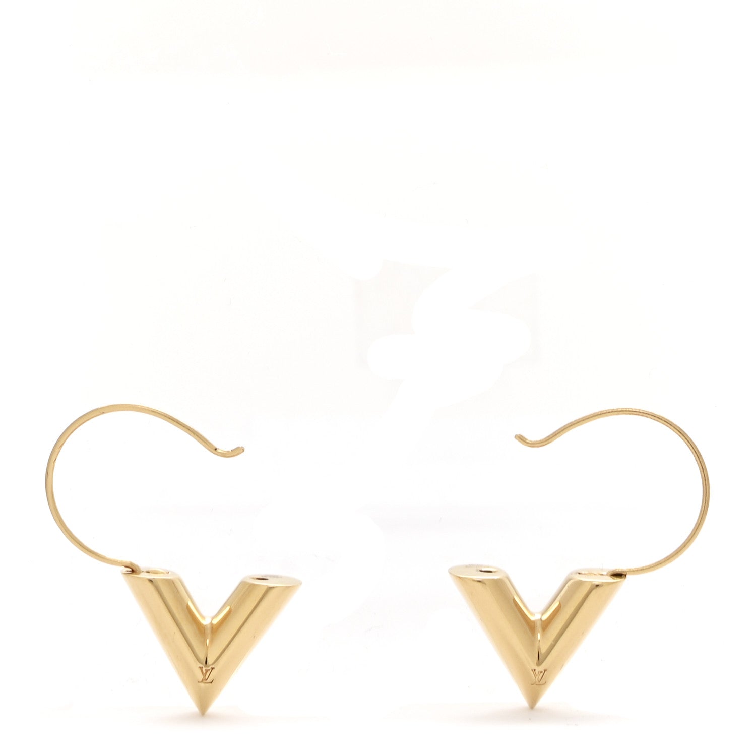 Louis Vuitton Brass Essential V Hoop Earrings Gold 3 of 5