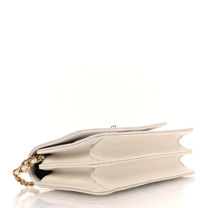 Chanel Shiny Caviar Quilted Flap Charm Wallet On Chain WOC White 4 of 13