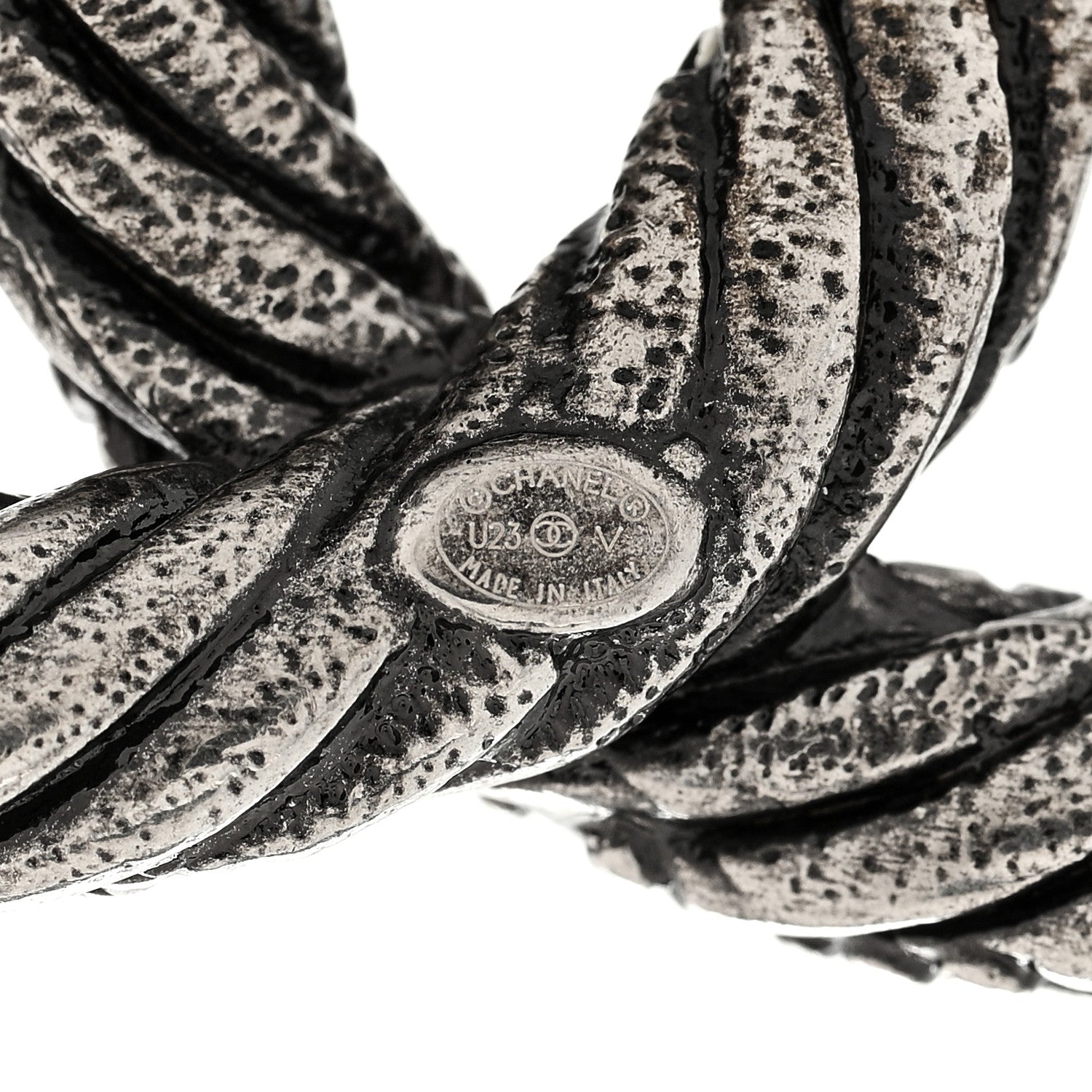 Chanel Ruthenium Twisted CC Brooch Silver 3 of 3