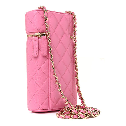 Chanel Caviar Quilted Phone Holder With Chain Pink 2 of 11