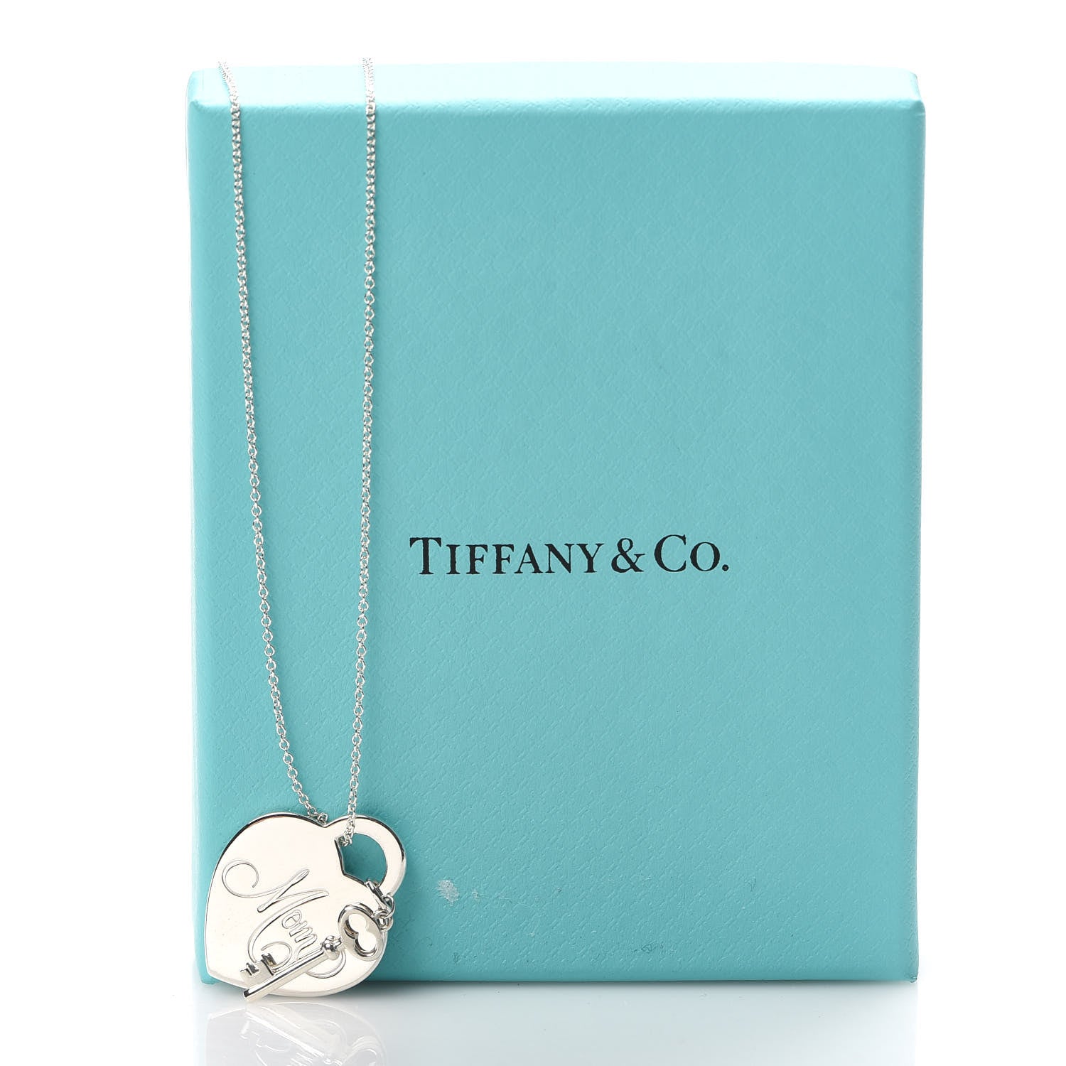 Tiffany Sterling Silver Mom Heart Tag Key Pendant Necklace 6 of 6