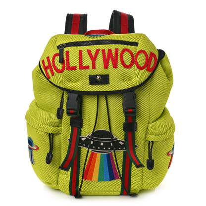 Gucci Mesh Web Hollywood Embroidered Double Buckle Backpack Anis Multicolor Black 1 of 9