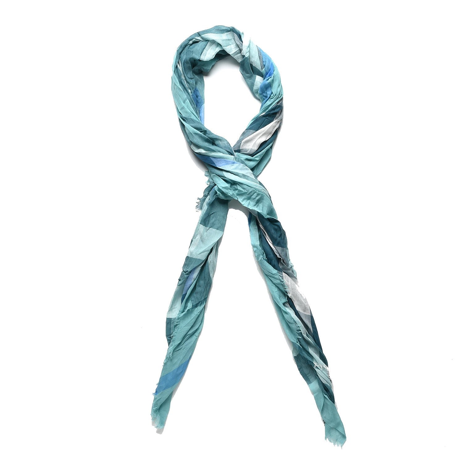 Burberry Modal Cashmere Silk House Check Lightweight Scarf Pale Peridot Blue 1 of 5