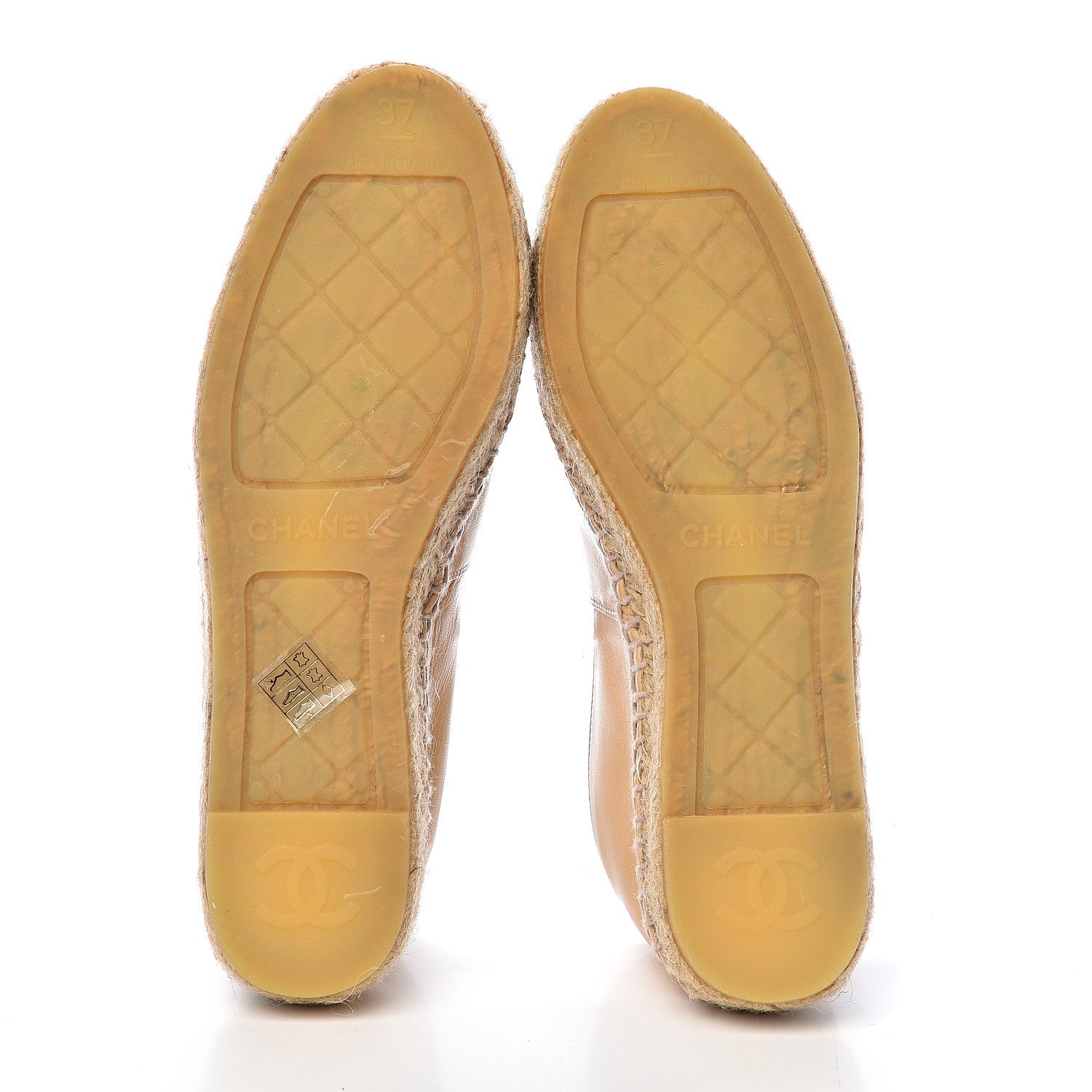 Chanel Lambskin CC Espadrilles 37 Beige Black 5 of 12