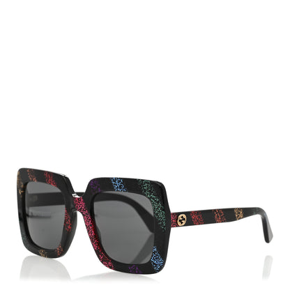 Gucci Acetate Oversize Stripe Sunglasses GG0328S Black Multi 1 of 7