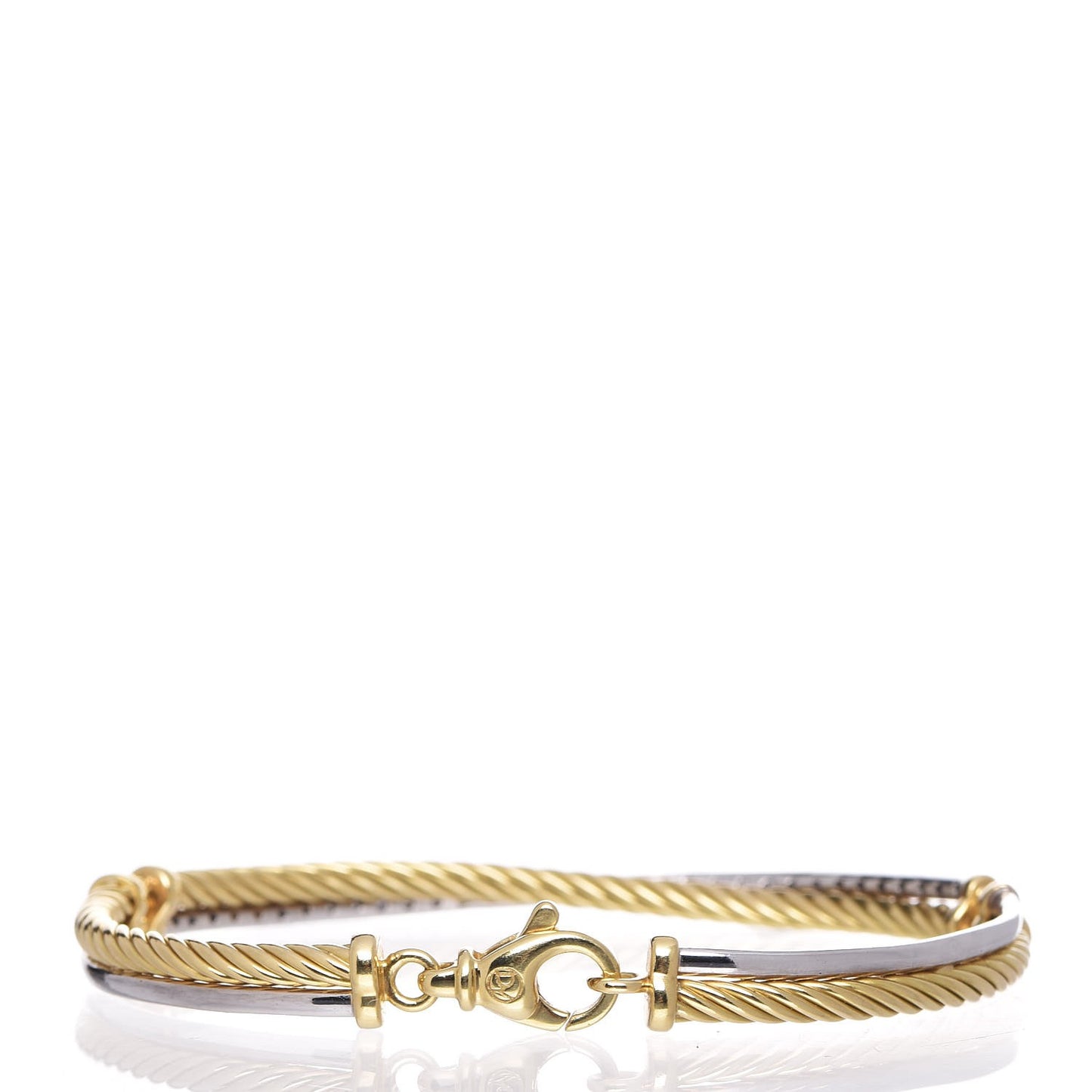 18K White Yellow Gold Diamond Crossover Bracelet