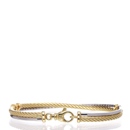 David Yurman 18K White Yellow Gold Diamond Crossover Bracelet 4 of 12