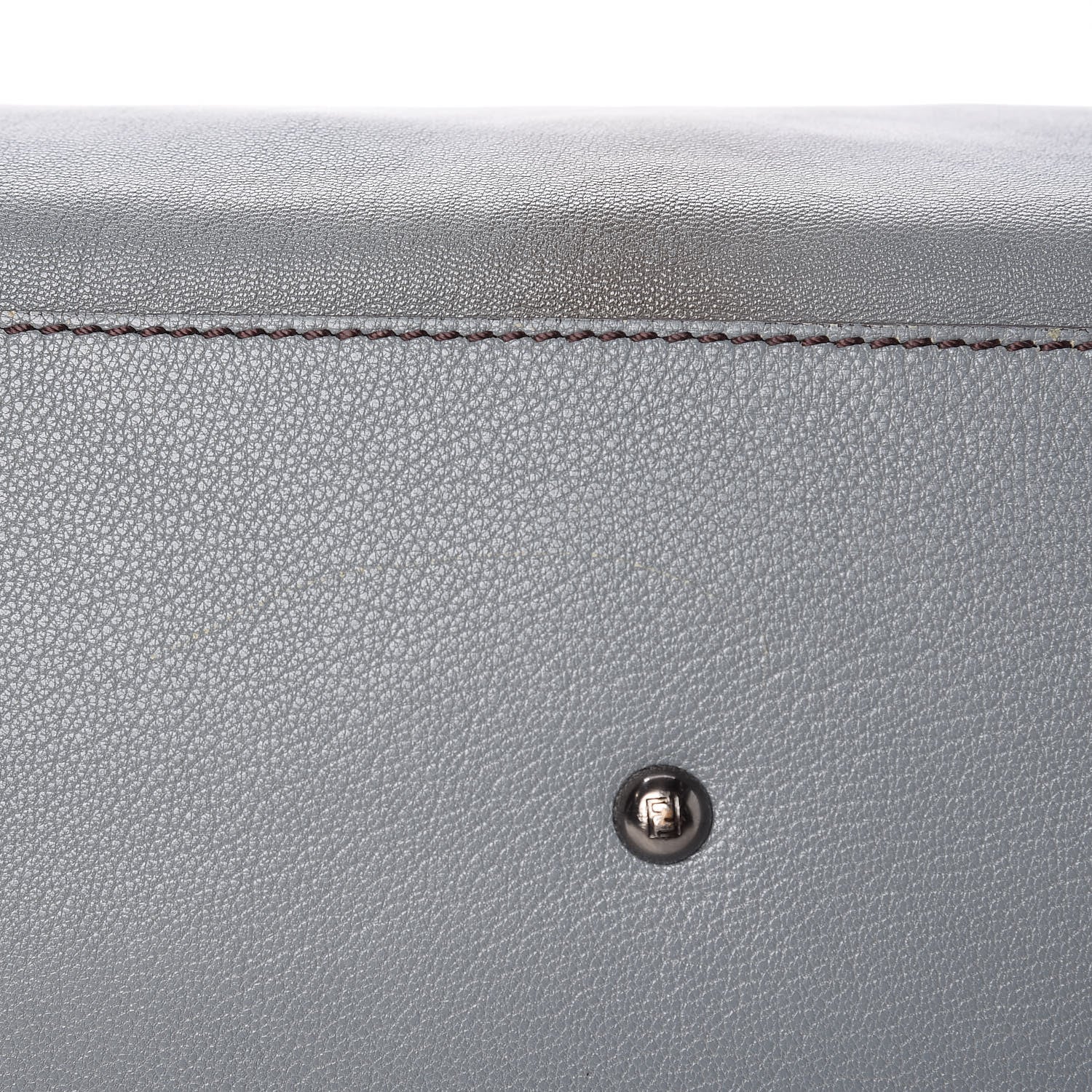Fendi Goatskin Zucca Large Peekaboo Iconic Satchel Grigio Tobacco Black 18 of 20