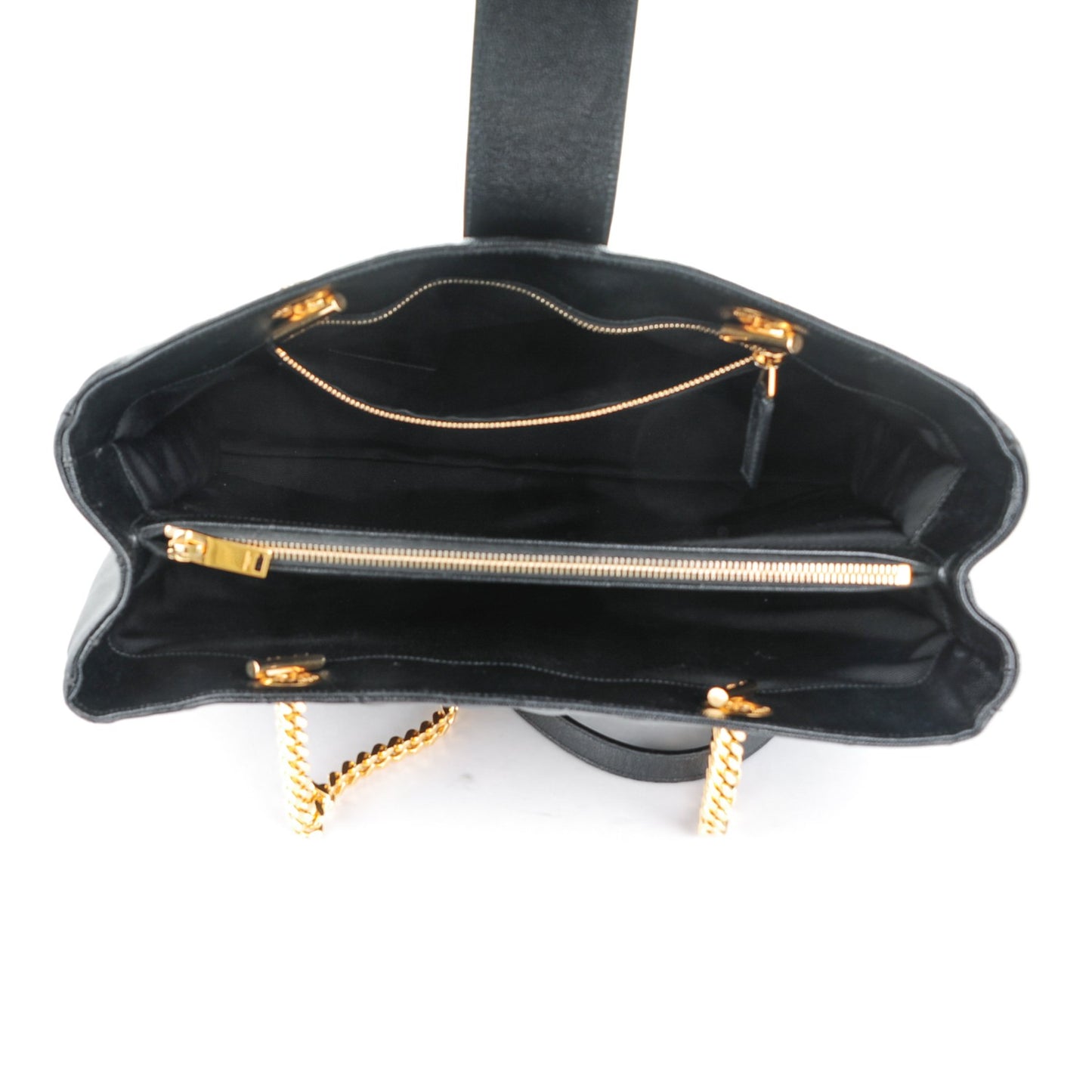 Grain De Poudre Matelasse Chevron Monogram Shopping Bag Black