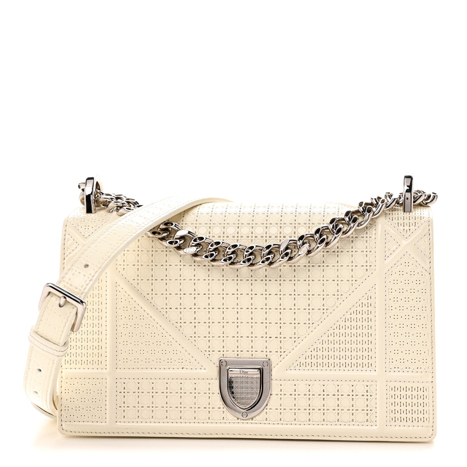 Christian Dior Patent Micro-Cannage Small Diorama Flap Bag White 1 of 9