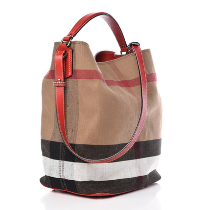 Burberry Canvas Mega Check Medium Ashby Hobo Cadmium Red 3 of 11