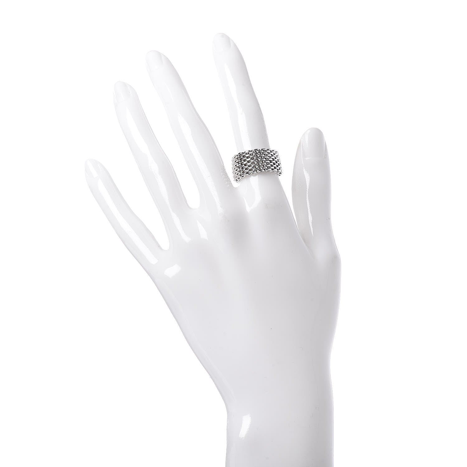 Tiffany Sterling Silver Mesh Somerset Ring 52 6 2 of 4